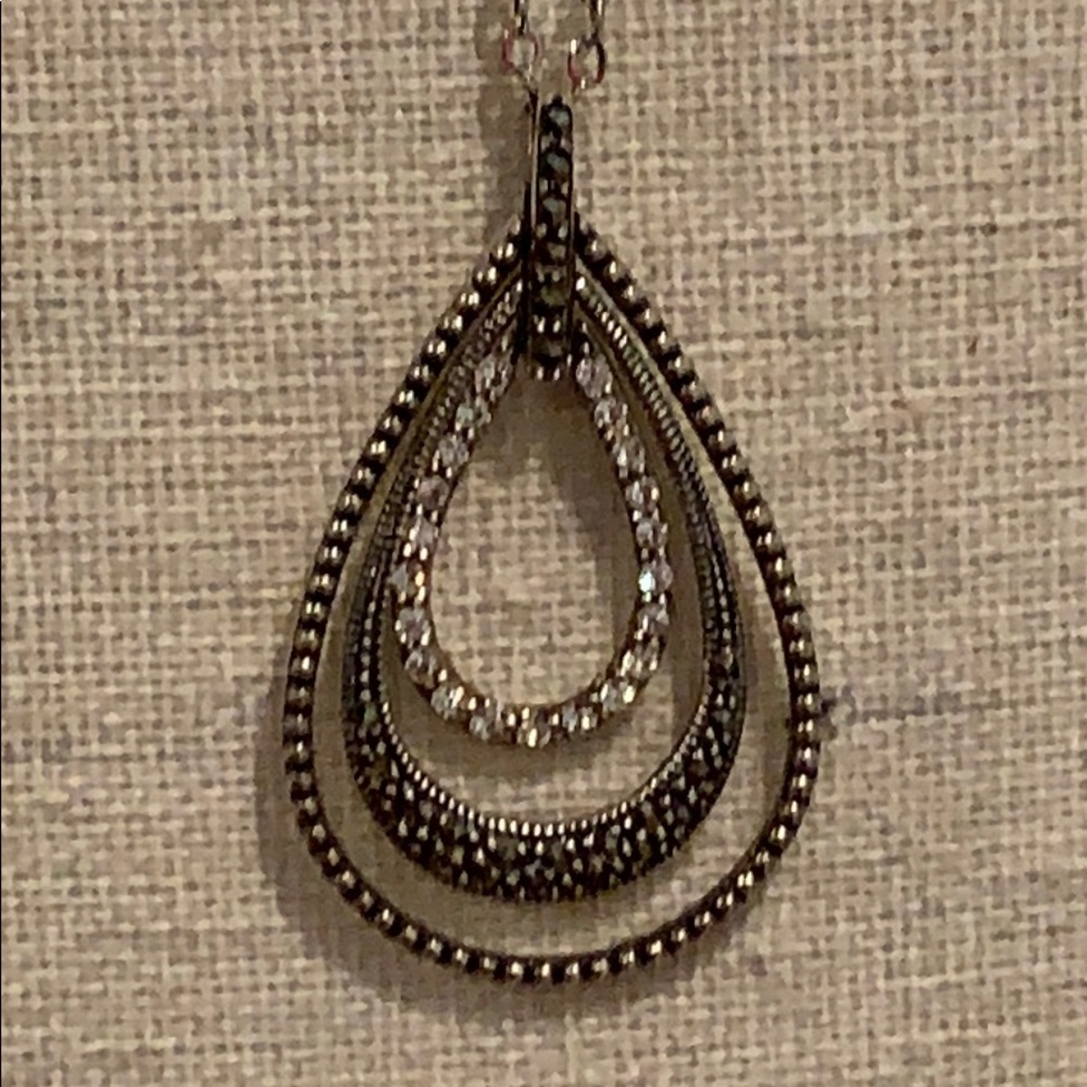 Judith Jack Silver-Tone Teardrop Multi-Layer Pendant Necklace